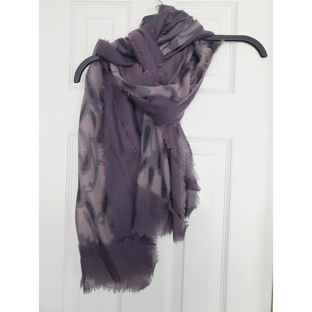 Vtg Nalini Lagenlook Wool Cotton Blend Abstract Fringed Scarf Wrap Boho Artsy OS